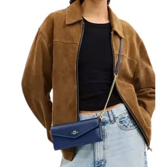 Coach Klare Calf Leather Wallet With Chain in Deep Blue - Picture 3 of 4